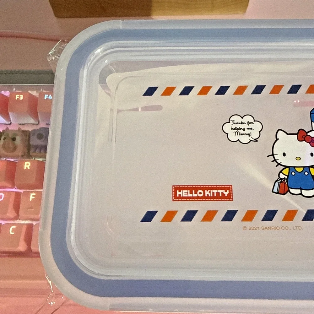 Hello Kitty Storage Container Glass Bento Box Food Lid 4 Flap Snap Sanrio 2023